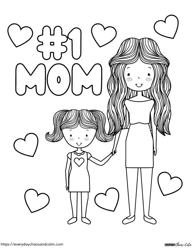 Mother's Day Coloring Page #6 Free printable Mother's Day coloring pages, pdf, for kids, print, download.