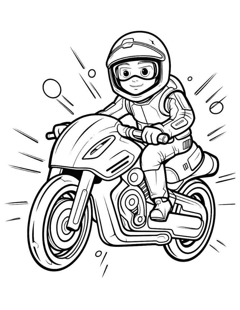 motorcycle coloring page, PDF, instant download, kids