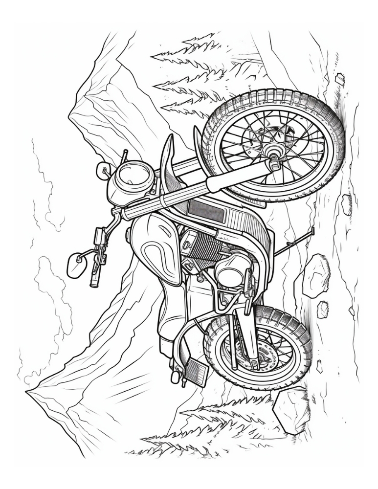 motorcycle coloring page, PDF, instant download, kids