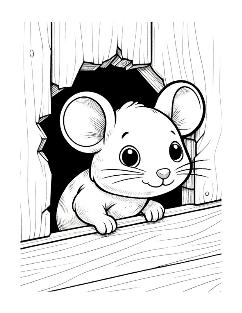 mouse coloring page, PDF, instant download, kids