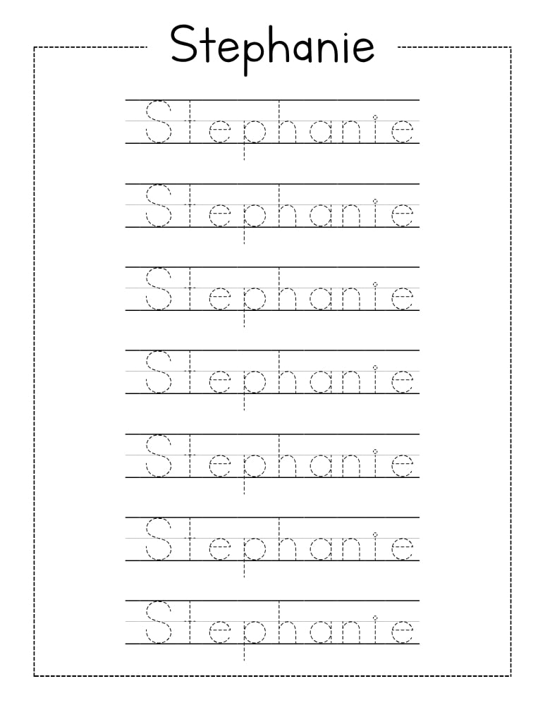 editable name tracing worksheet, education printable, PDF, instant download, kids
