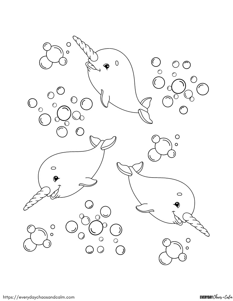 printable narwhal coloring page for kids