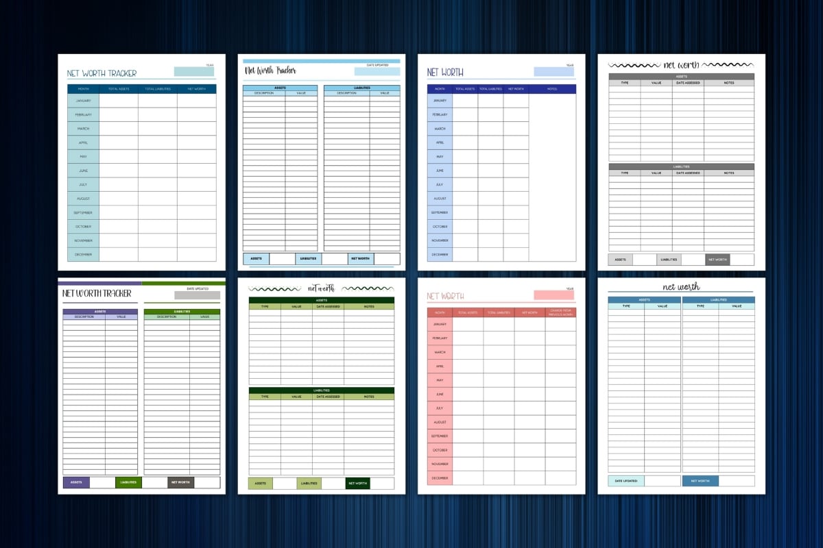 printable net worth trackers