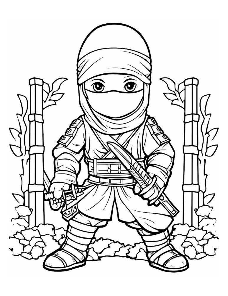 ninja coloring page, PDF, instant download, kids
