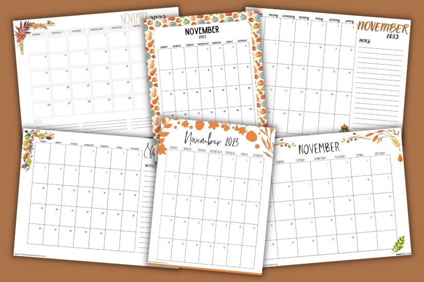 Free Printable November 2023 Calendars