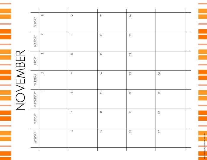 vertical printable November 2023 calendar- monday start