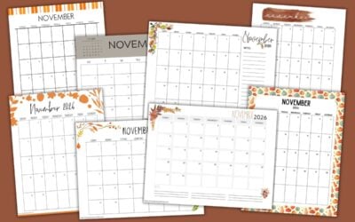 Free Printable November 2026 Calendars