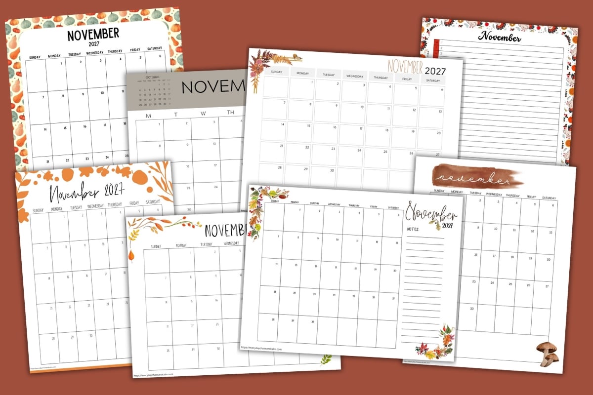 printable november 2027 calendars