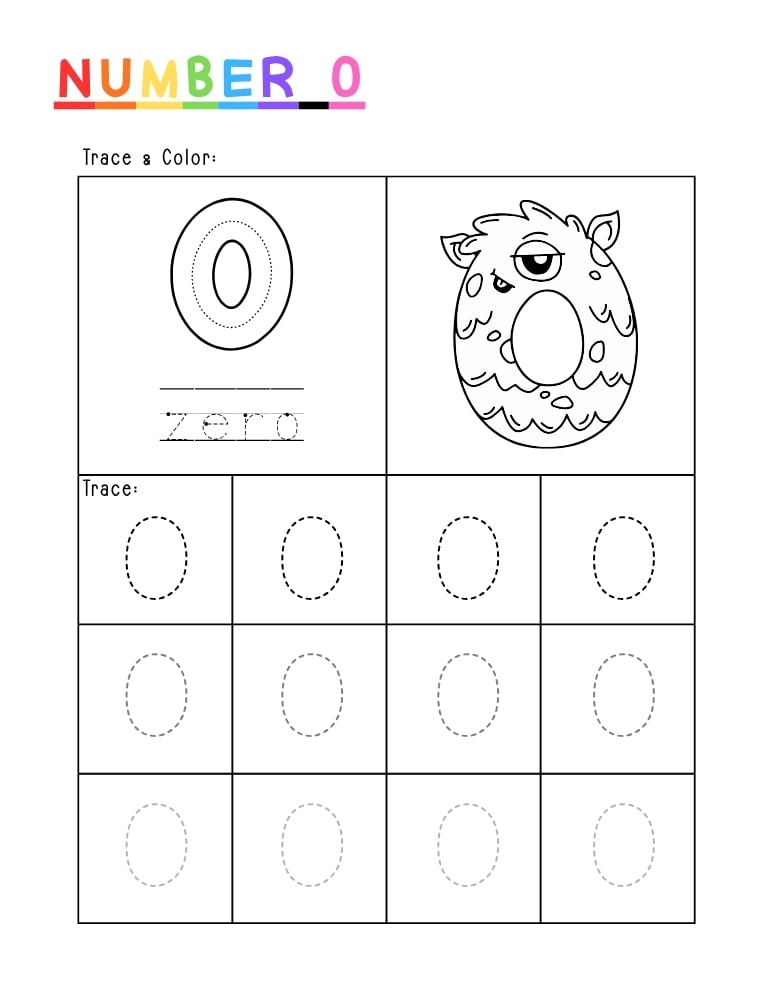  number o worksheet, education printable, PDF, instant download, kids