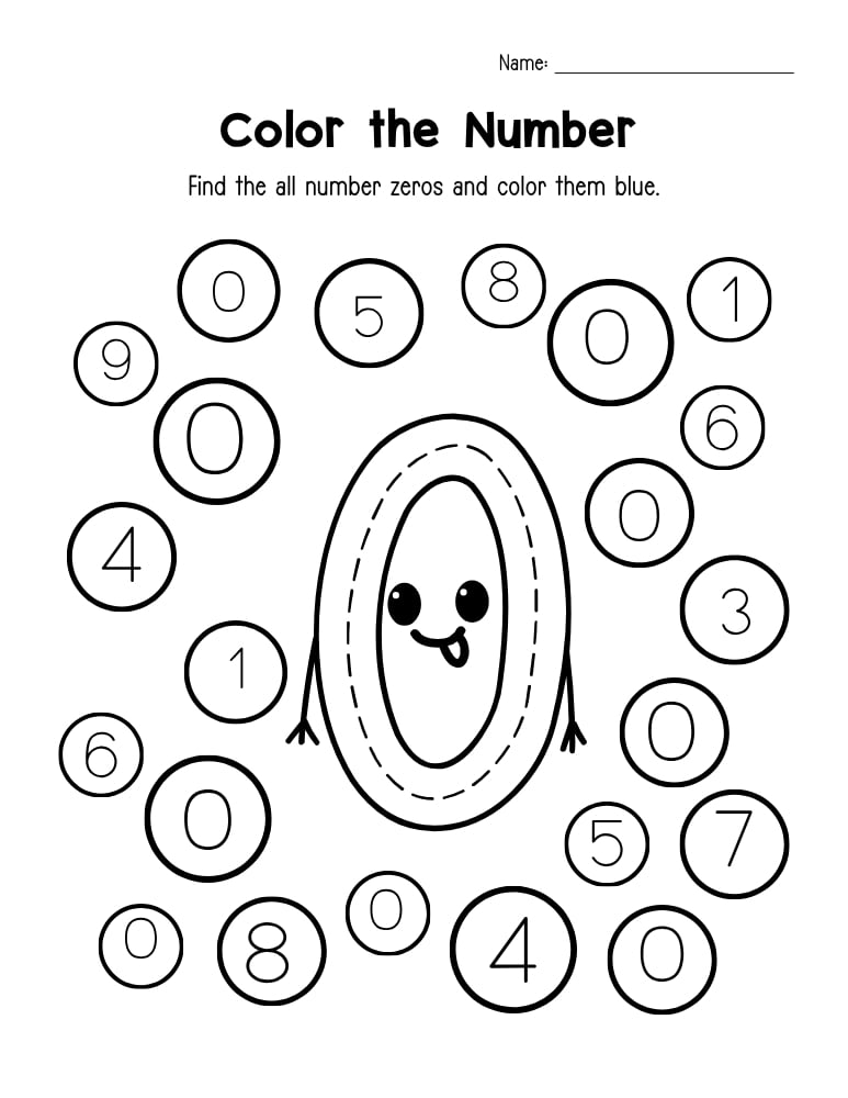  number o worksheet, education printable, PDF, instant download, kids