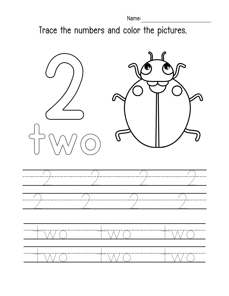 number 2 worksheet, math activity, PDF, instant download, kids