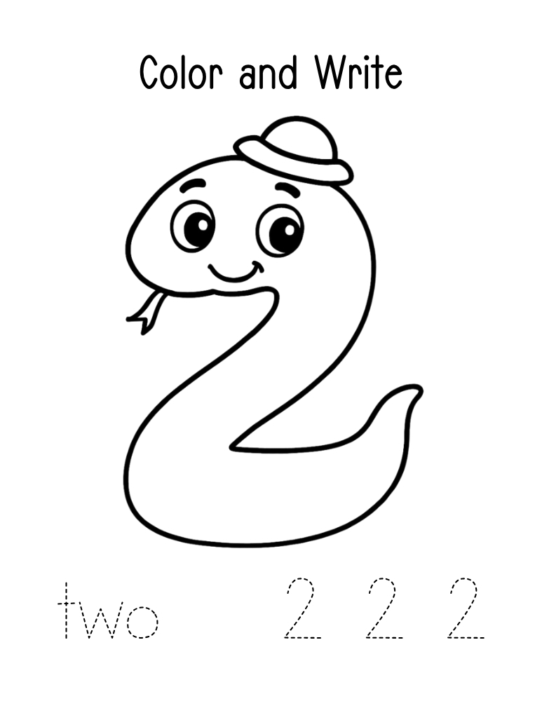 number 2 worksheet, coloring page, PDF, instant download, kids
