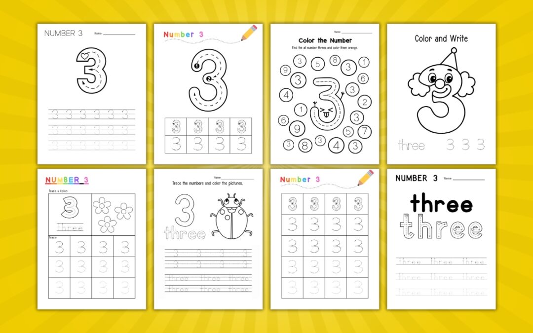 Printable Number 3 Worksheets