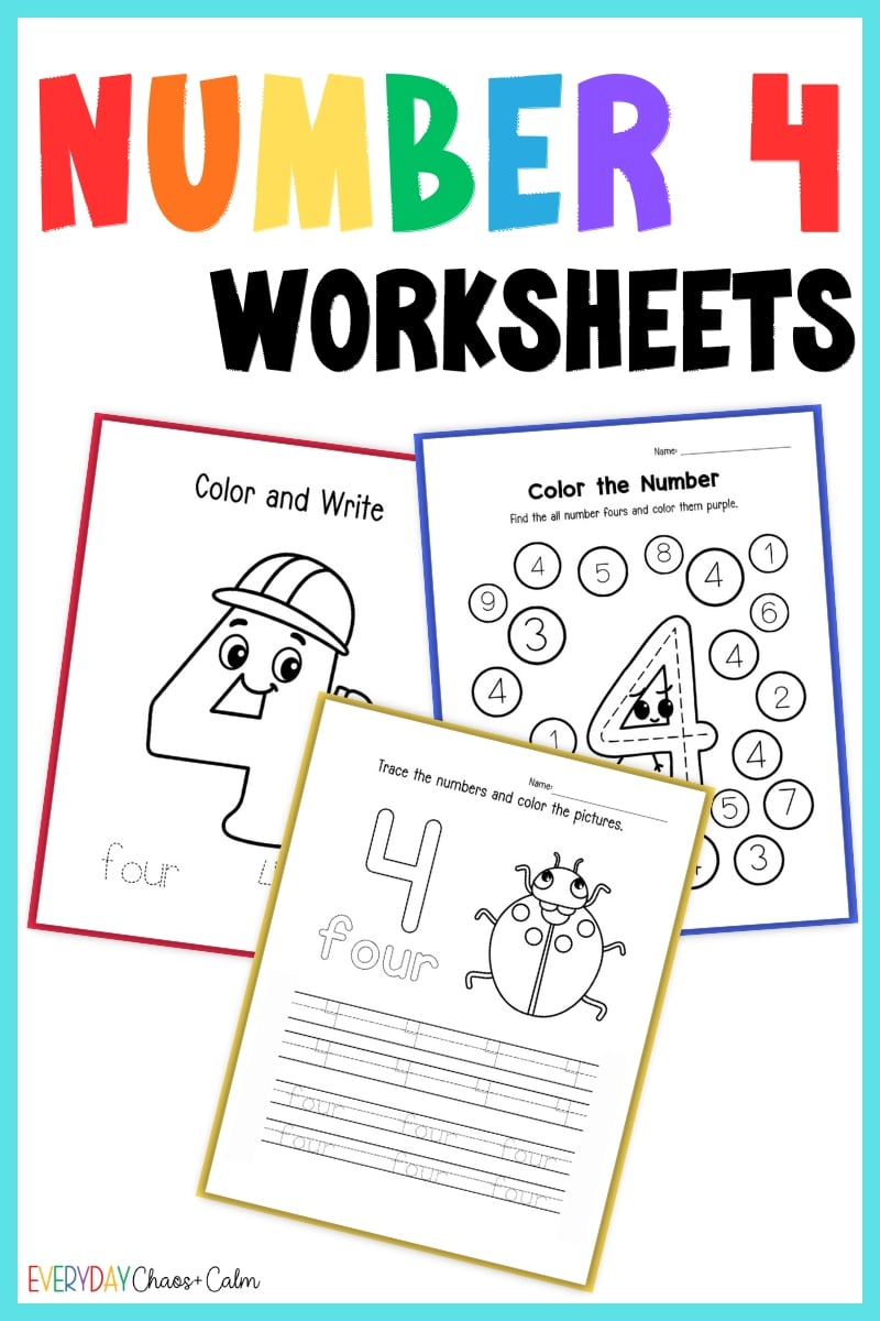 Printable Number 4 Worksheets