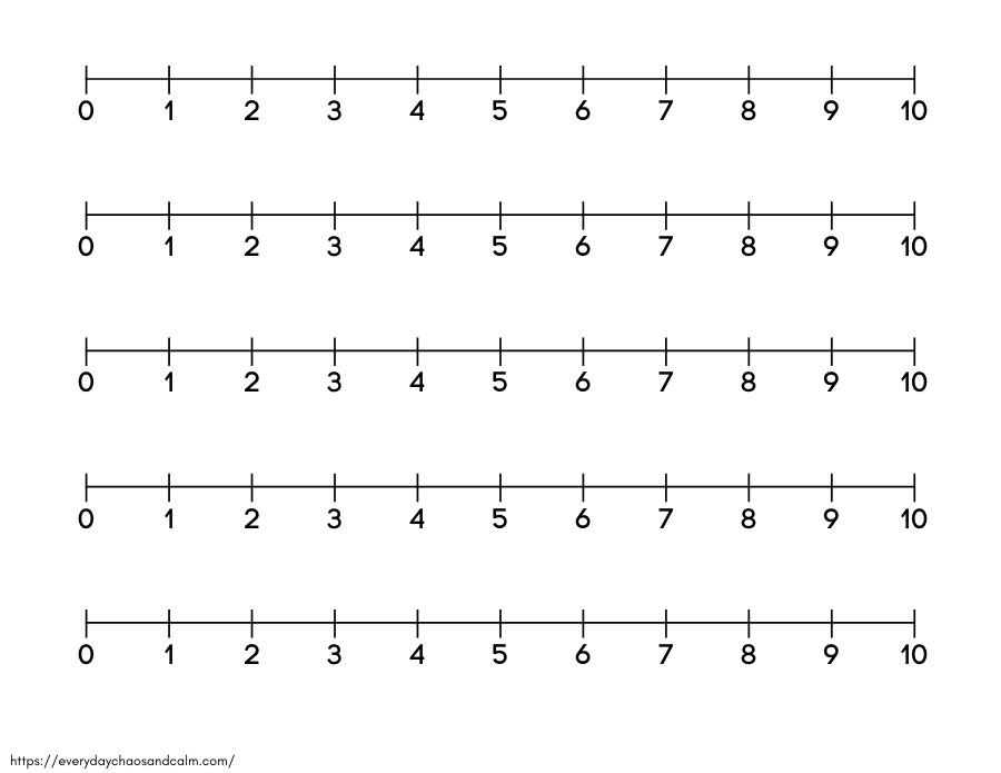 Printable Number Line 1-10 Free printable number lines, for adding and subtracting, math, pdf, elementary grades, print, download.