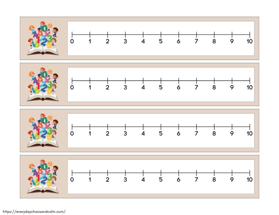 1-10 Number Line Bookmarks Free printable number lines, for adding and subtracting, math, pdf, elementary grades, print, download.