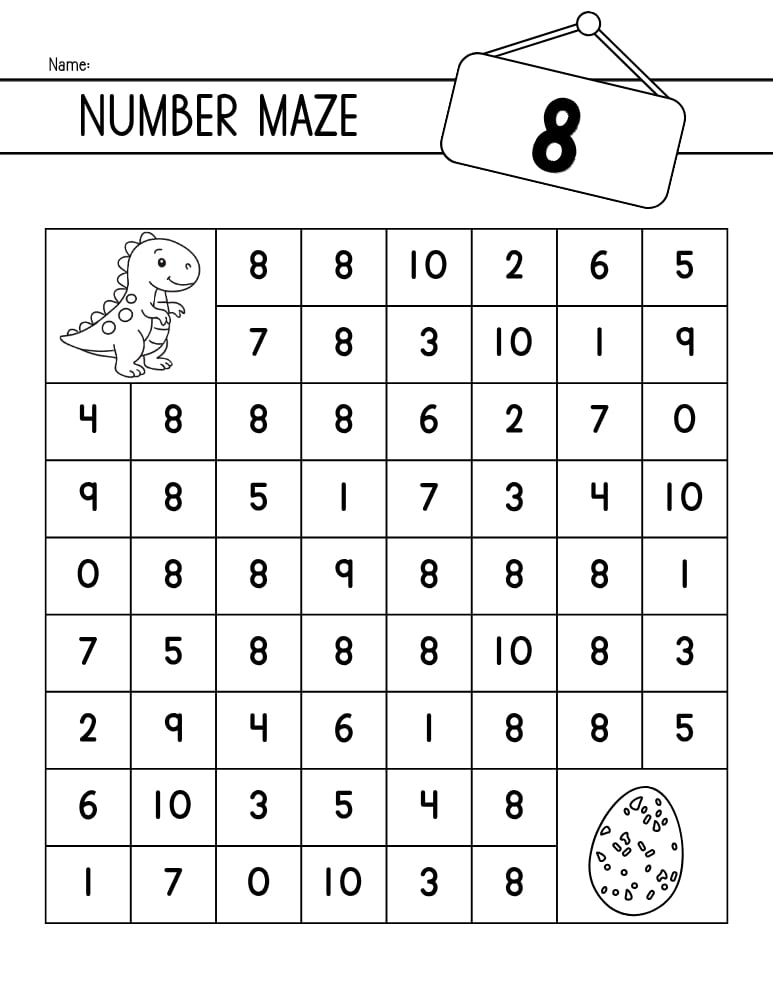 number mazes, math, preschool, education printable, PDF, instant download,