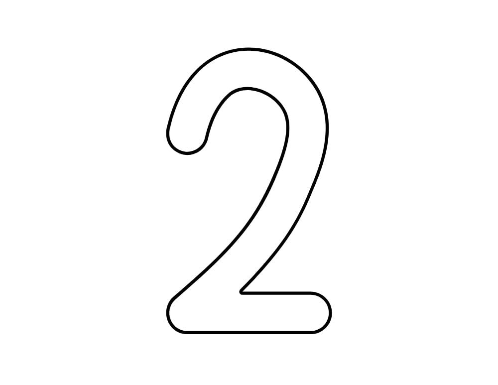 number 2 template, math printable, PDF, instant download, kids