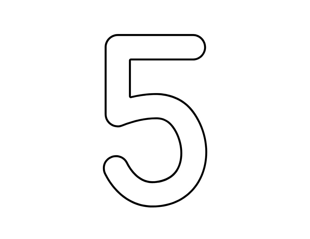 number 5 template, math printable, PDF, instant download, kids