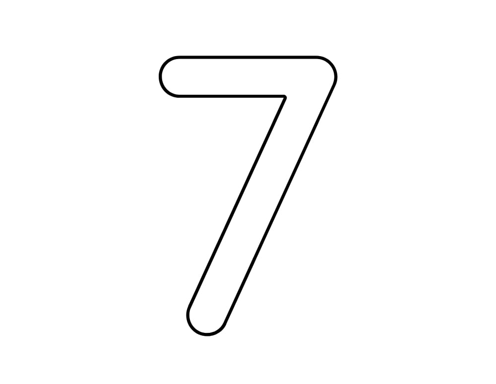number 7 template, blank number outline, printable PDF