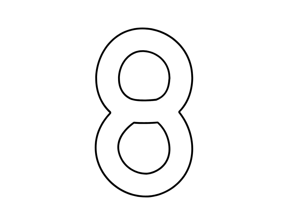 number 8 template, blank number outline, printable PDF