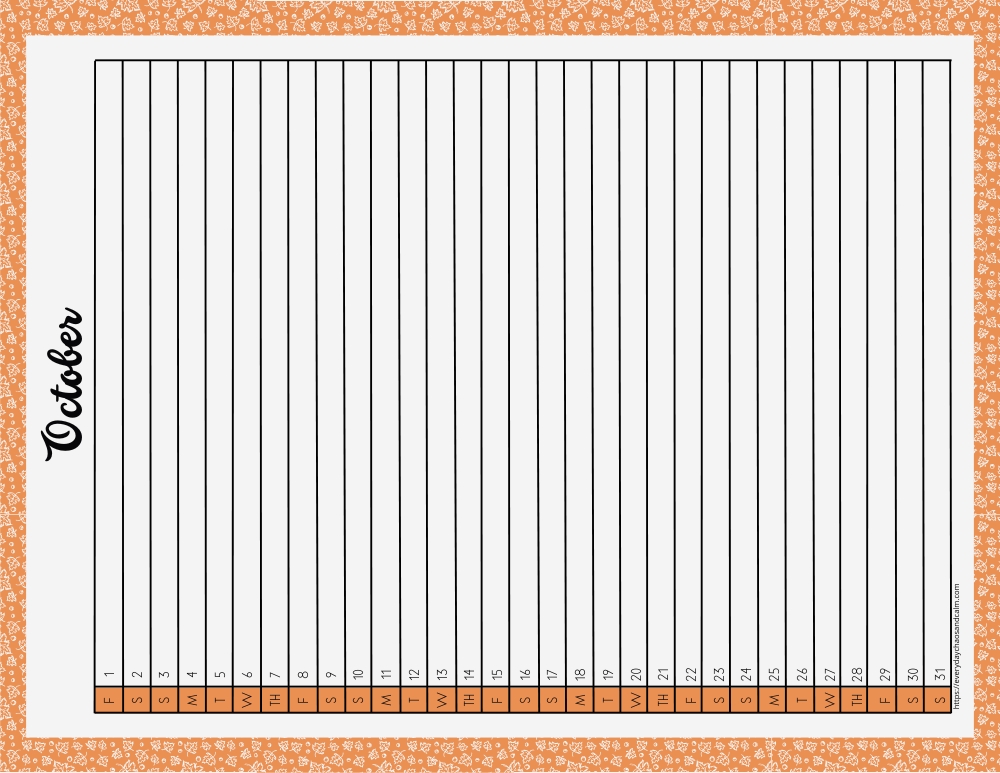 vertical printable October 2027 