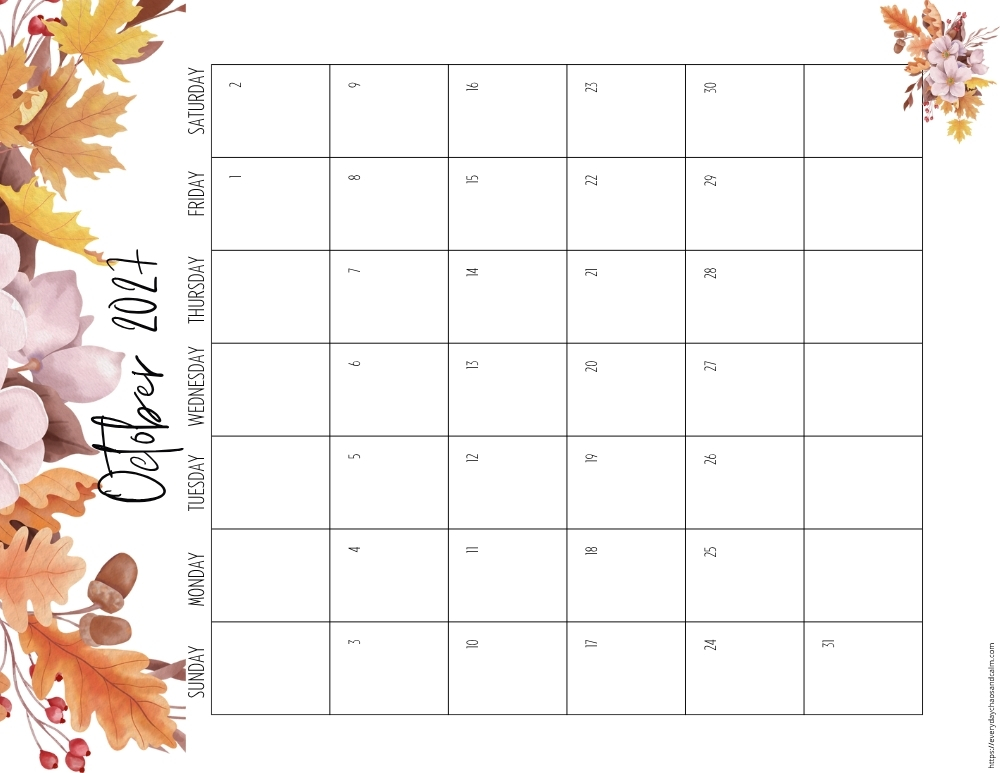 vertical printable October 2027 calendar- sunday start