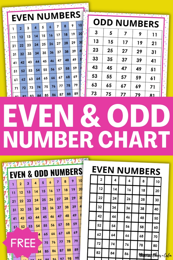 odd and even numbers chart