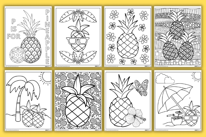 pineapple coloring pages example pages