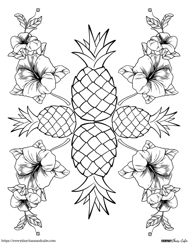 Pineapple Coloring Page #1 Free printable pineapple coloring pages, pdf, for kids, print, download.