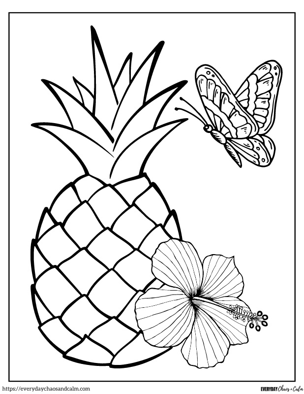 Pineapple Coloring Page #3 Free printable pineapple coloring pages, pdf, for kids, print, download.