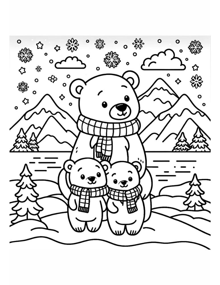 polar bear coloring page, PDF, instant download, kids