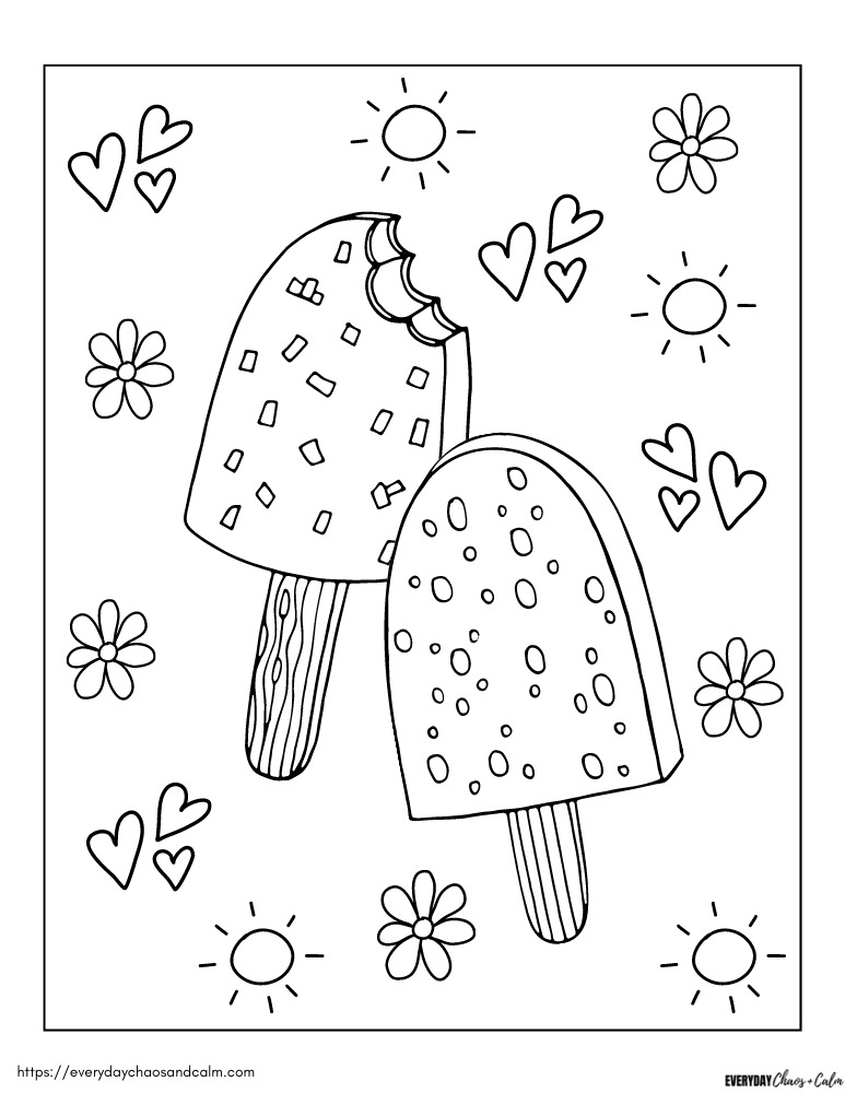 printable popsicle coloring page for kids