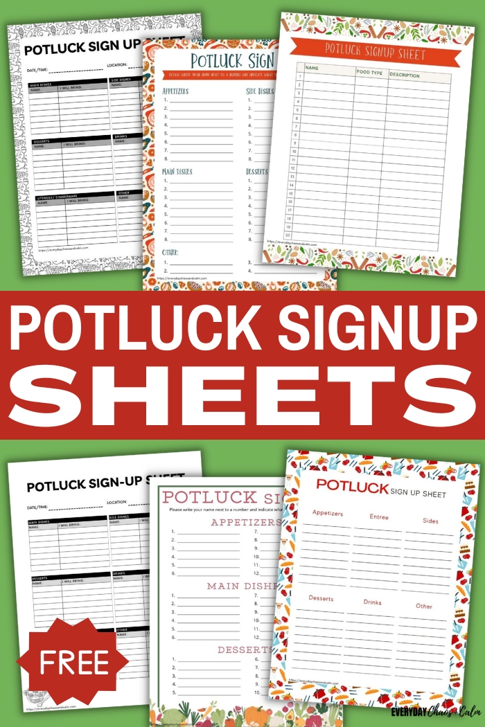 potluck sign up sheets