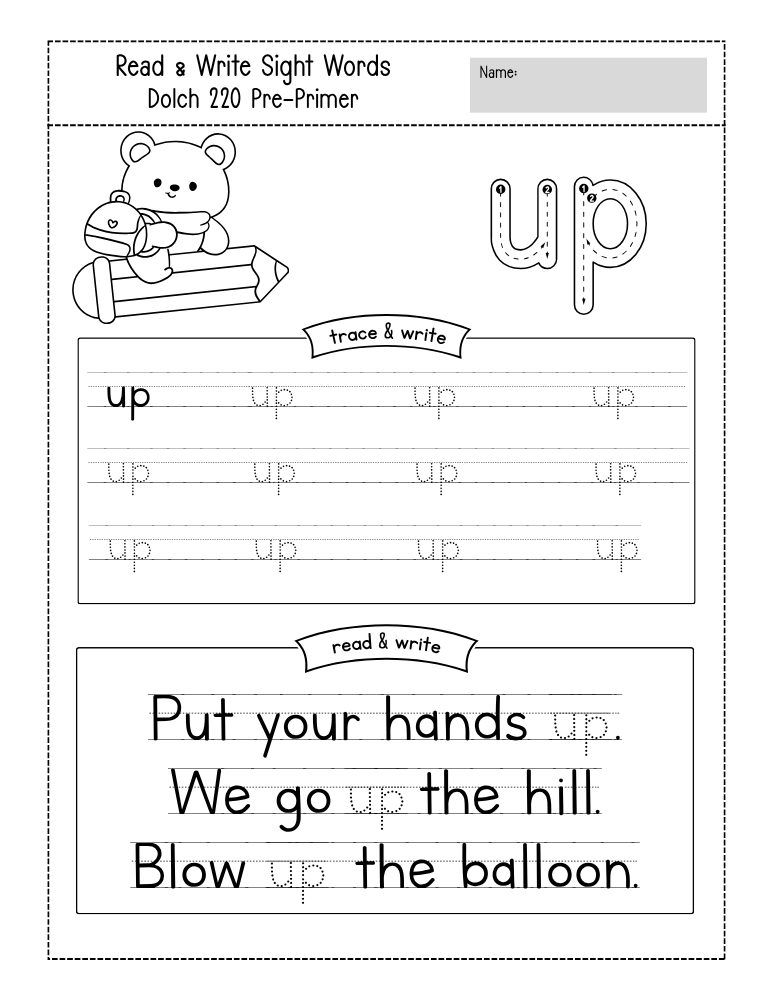 preschool sight word worksheets, reading, education printable, PDF, instant download, kids