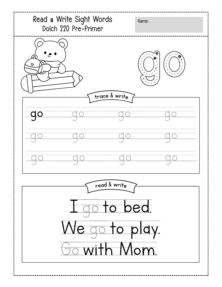 preschool sight word worksheets, reading, education printable, PDF, instant download, kids