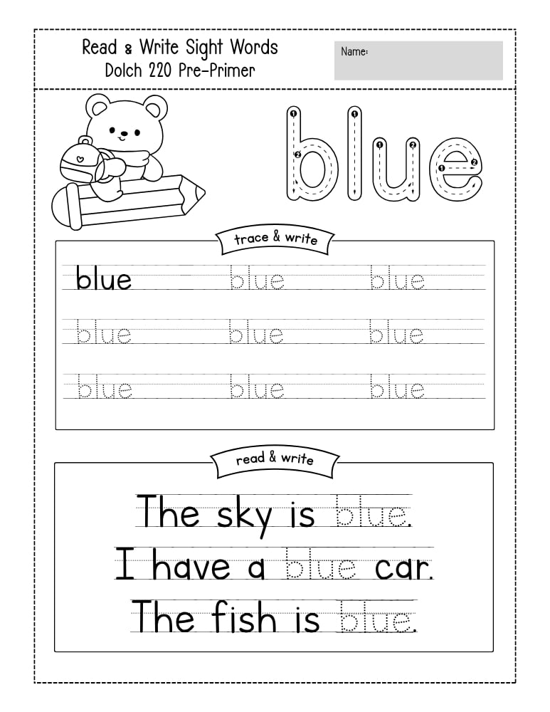 preschool sight word worksheets, reading, education printable, PDF, instant download, kids