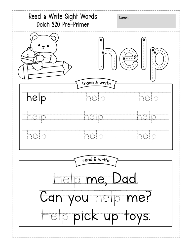 preschool sight word worksheets, reading, education printable, PDF, instant download, kids