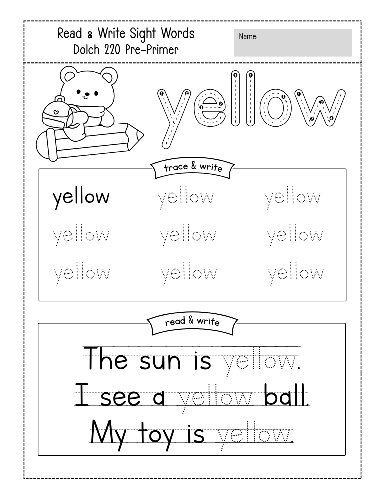 preschool sight word worksheets, reading, education printable, PDF, instant download, kids