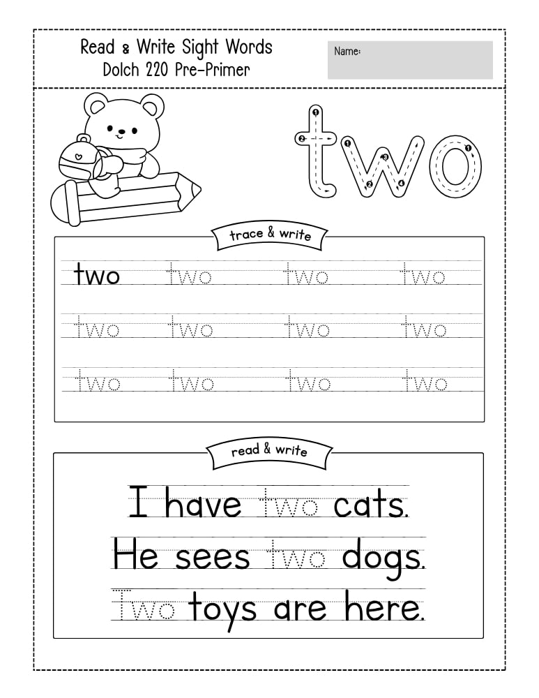preschool sight word worksheets, reading, education printable, PDF, instant download, kids