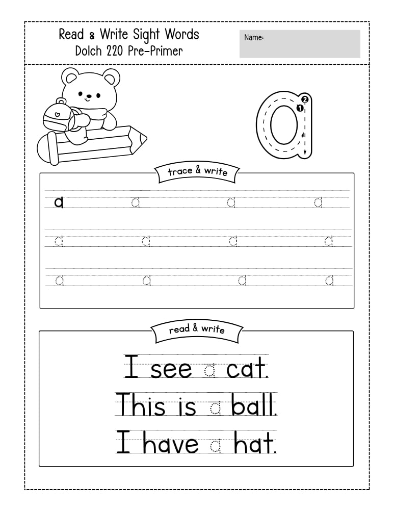preschool sight word worksheets, reading, education printable, PDF, instant download, kids