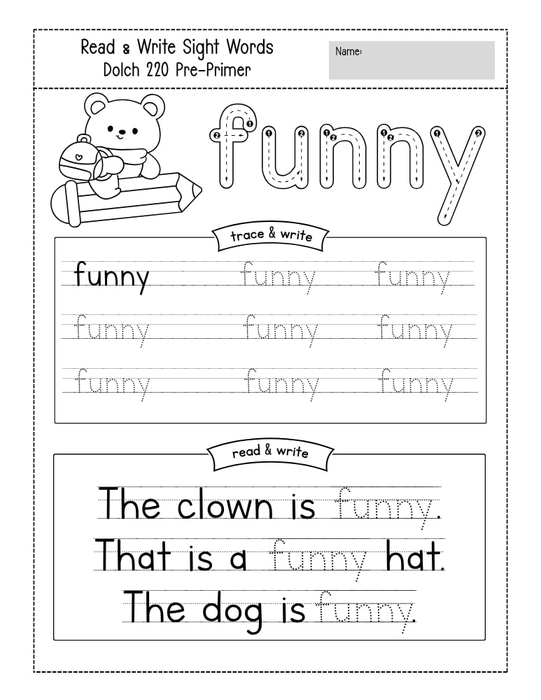 preschool sight word worksheets, reading, education printable, PDF, instant download, kids