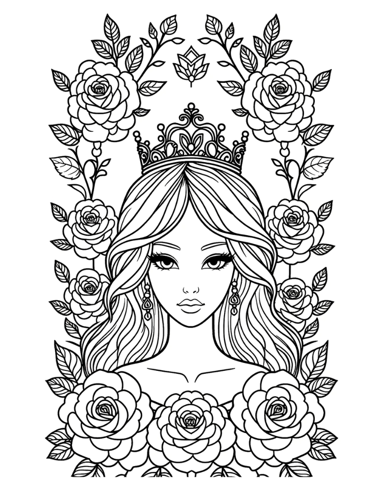 princess coloring page, PDF, instant download, kids