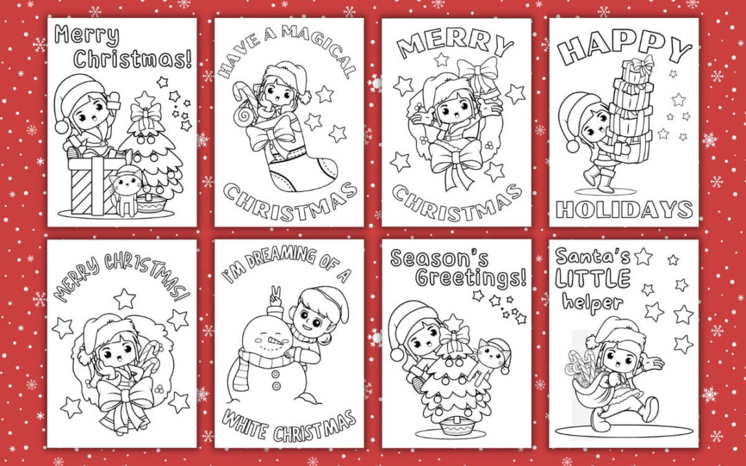 Printable Christmas Cards to Color for Kids
