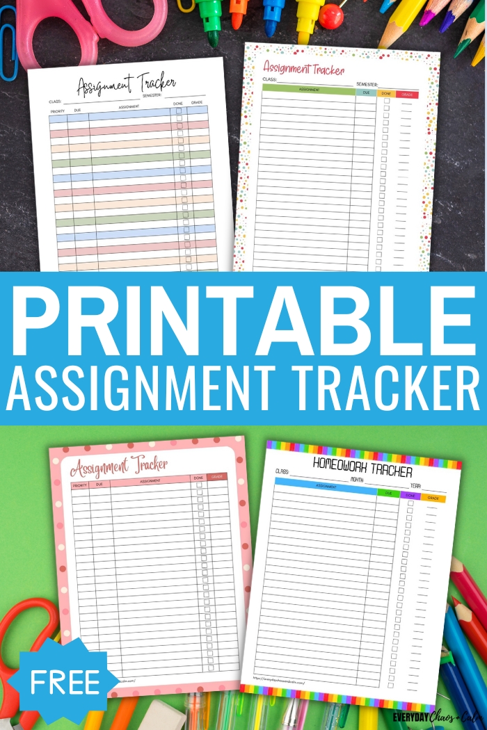 printable assignment trackers