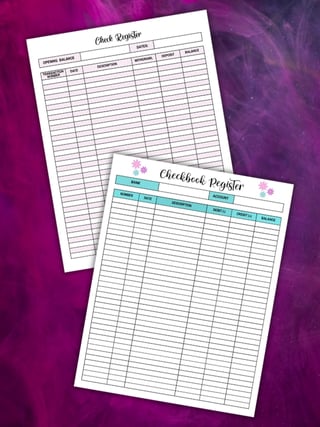 printable check registers