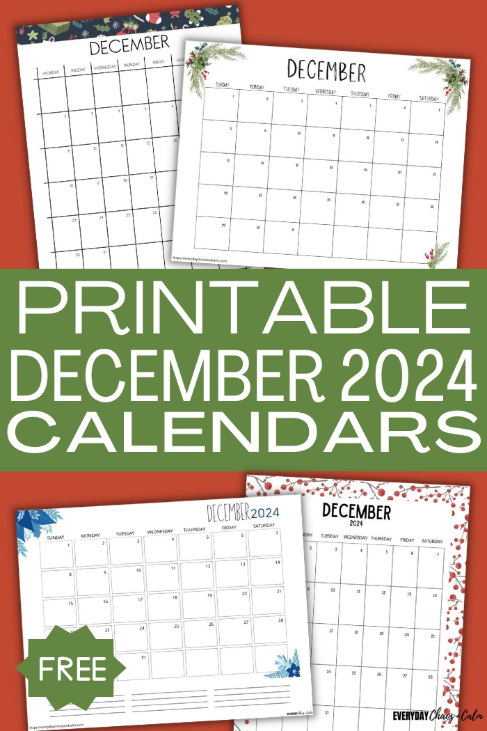 printable december 2024 calendars
