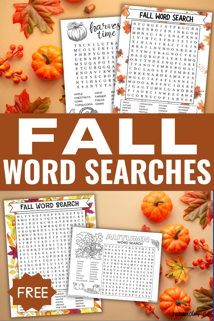 printable fall word searches