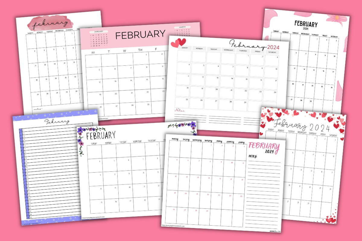 printable feb 2024 calendars example pages