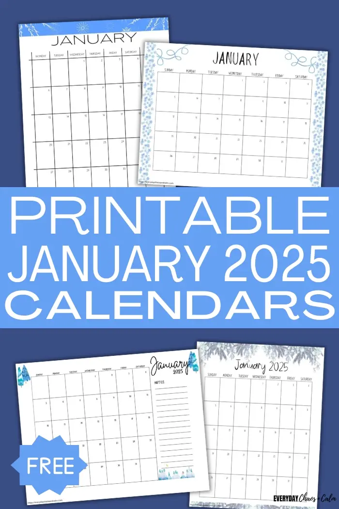 Calm Calendar January 2025